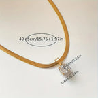 Elegante Goldene Strass Anhänger Halskette