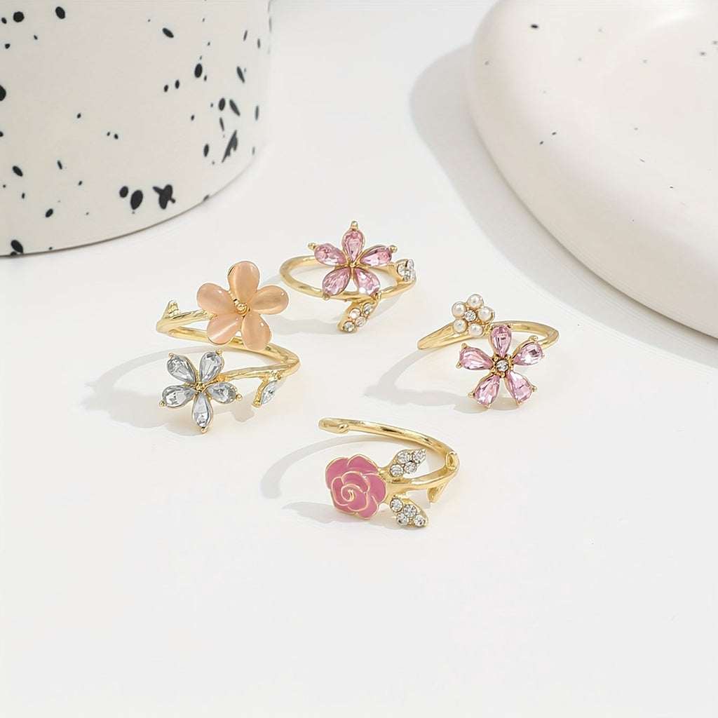 Legierter Strass Perlen Ring Set