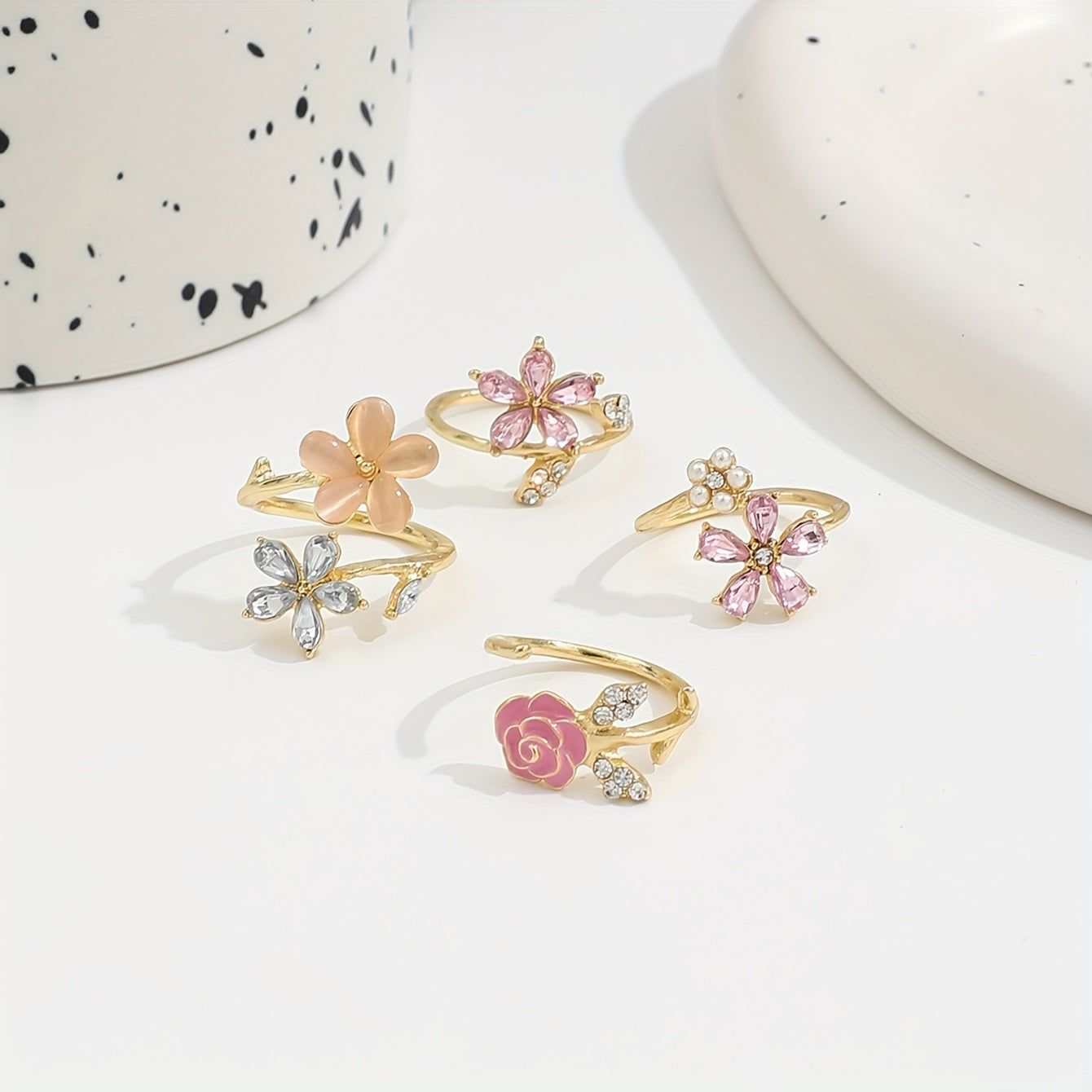 Legierter Strass Perlen Ring Set