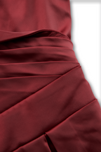 Glänzendes Satin Midikleid Damen mit Wasserfallkragen