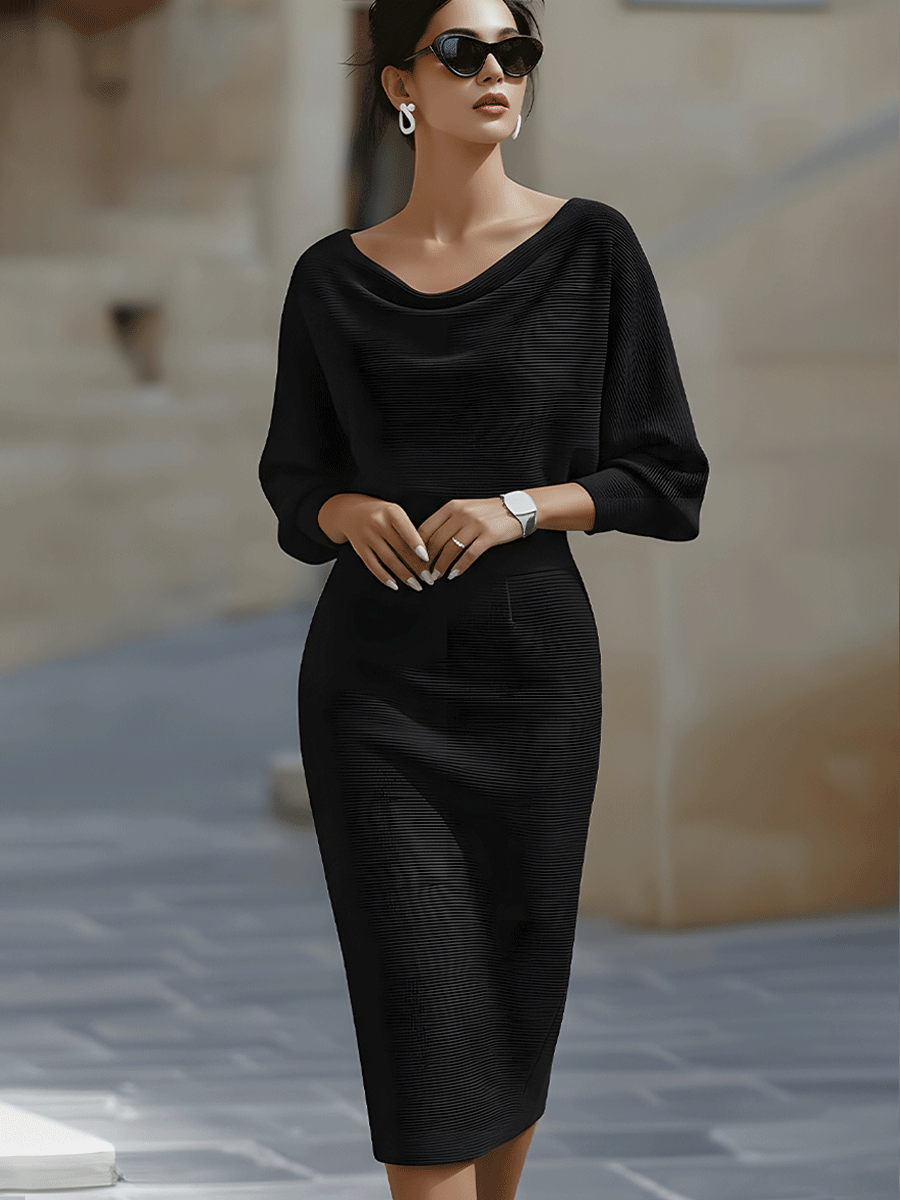 Lena | Midikleid Damen mit Fledermausärmeln