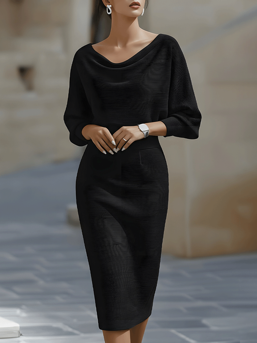 Lena | Midikleid Damen mit Fledermausärmeln