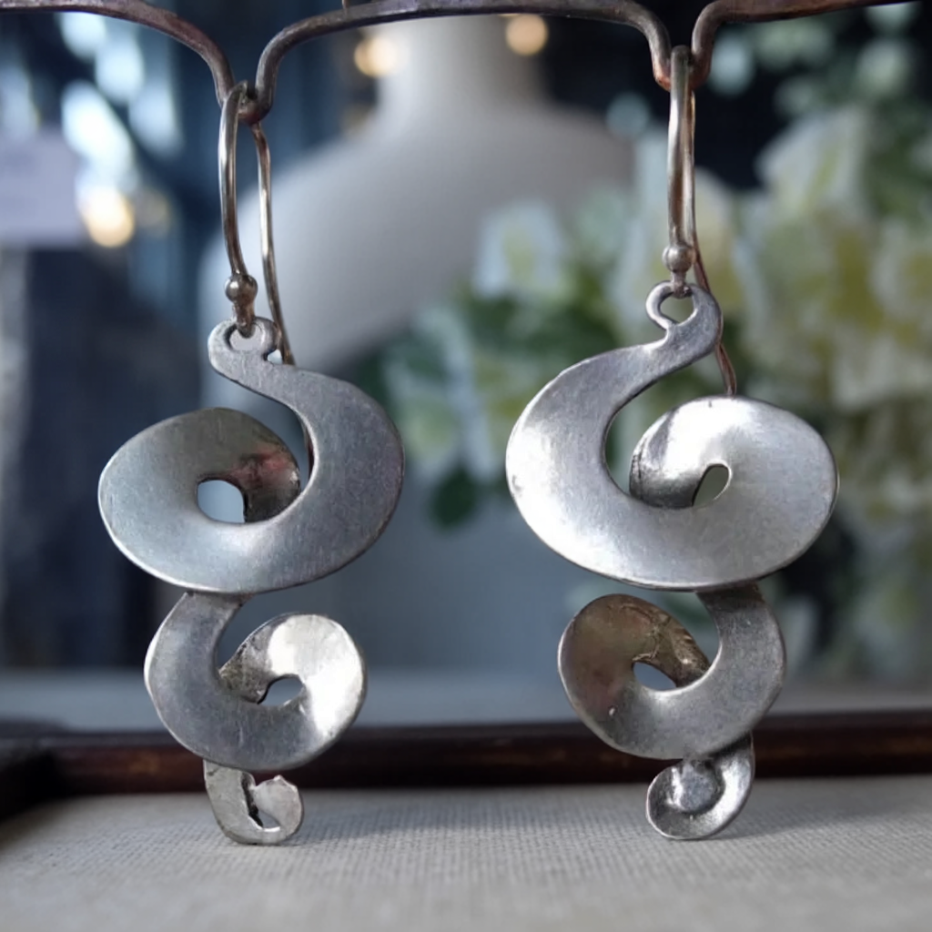 Silberne Vintage Spiral Ohrringe