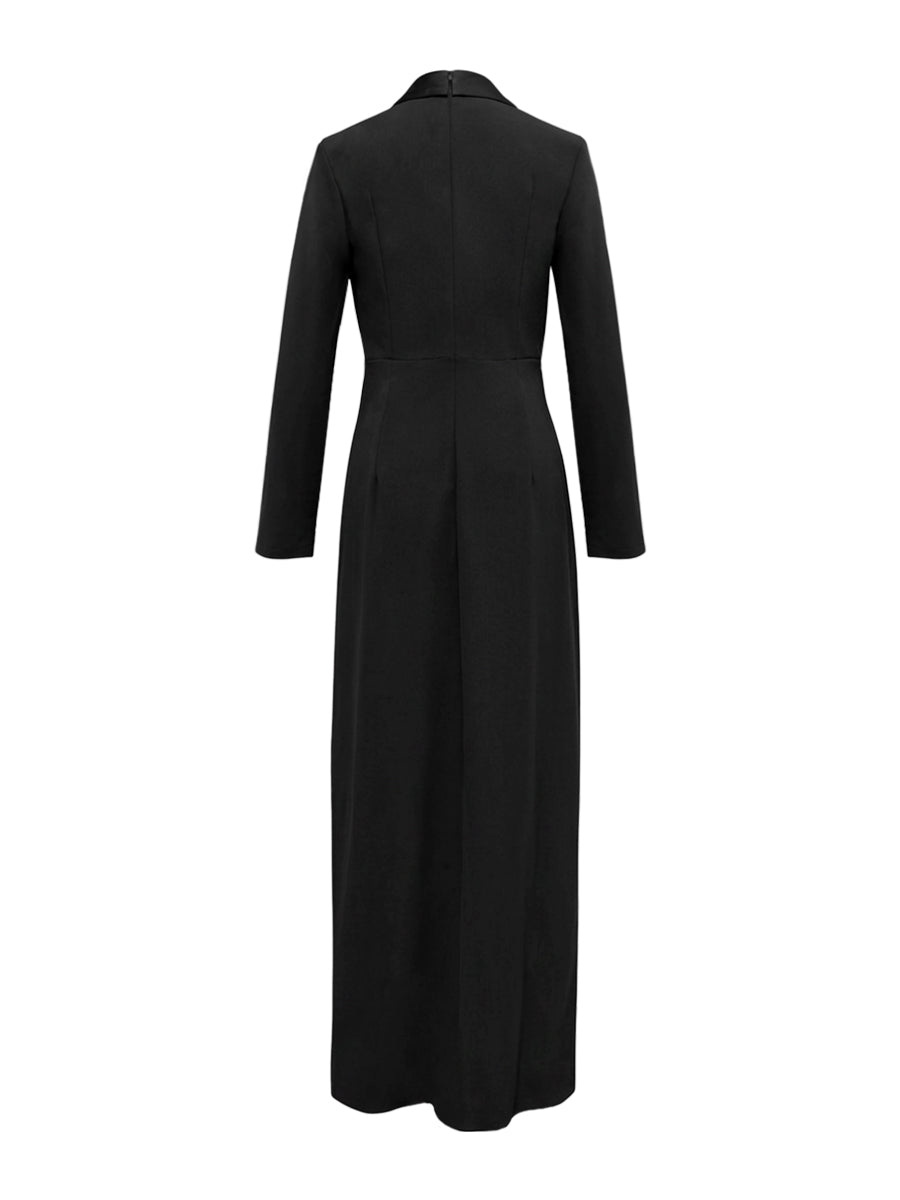 Herbst Maxikleid Damen mit tiefem V-Ausschnitt