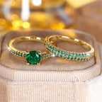 Smaragd Duo Ring Gold Set