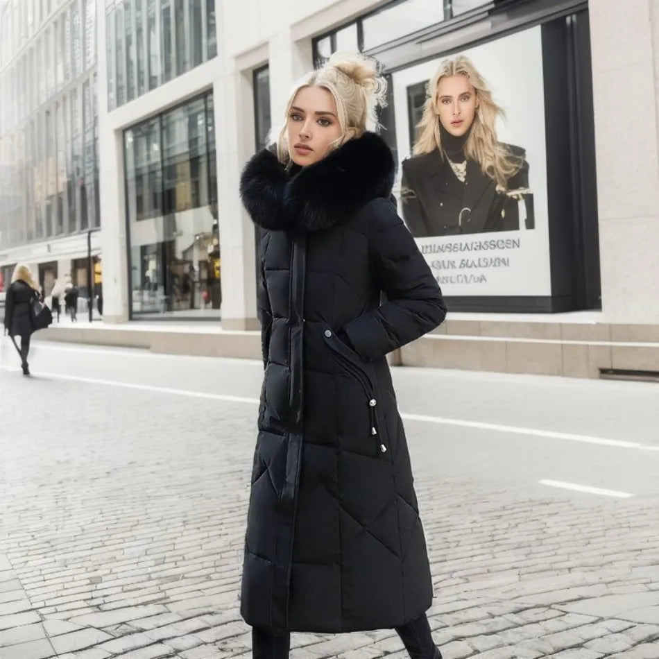Damen Wintermantel Lang mit Kapuze