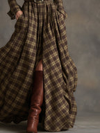 Herbst Maxikleid Damen mit Karomuster