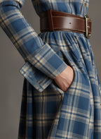 Herbst Maxikleid Damen mit Karomuster