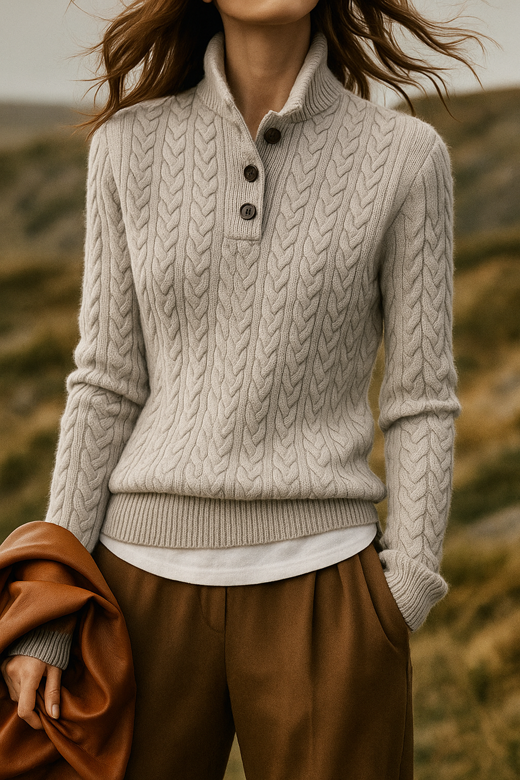 Strickpullover Damen mit Knopfleiste