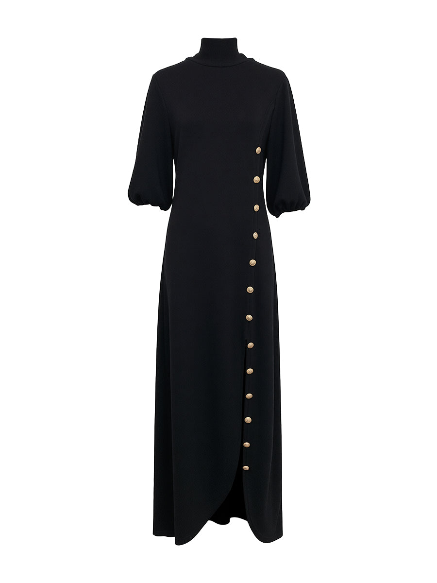 Herbst Maxikleid Damen mit Seitenschlitz