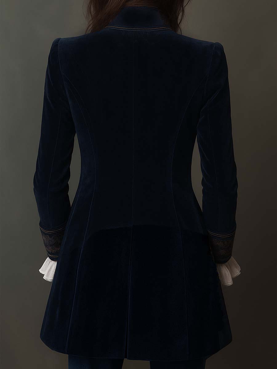 Samtjacke Damen mit Blumenstickerei