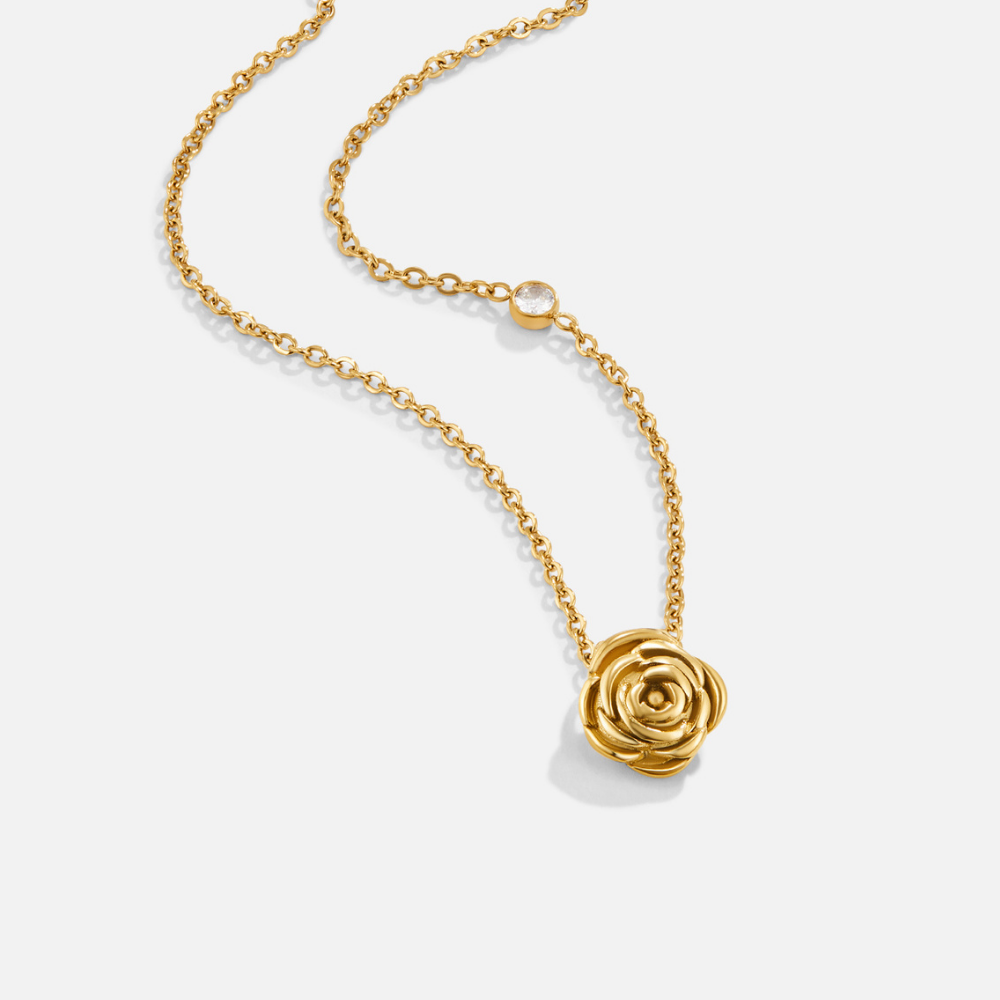Goldene Rosenanhänger Halskette
