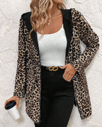 Damen Wendemantel mit Kapuze und Leopardenmuster