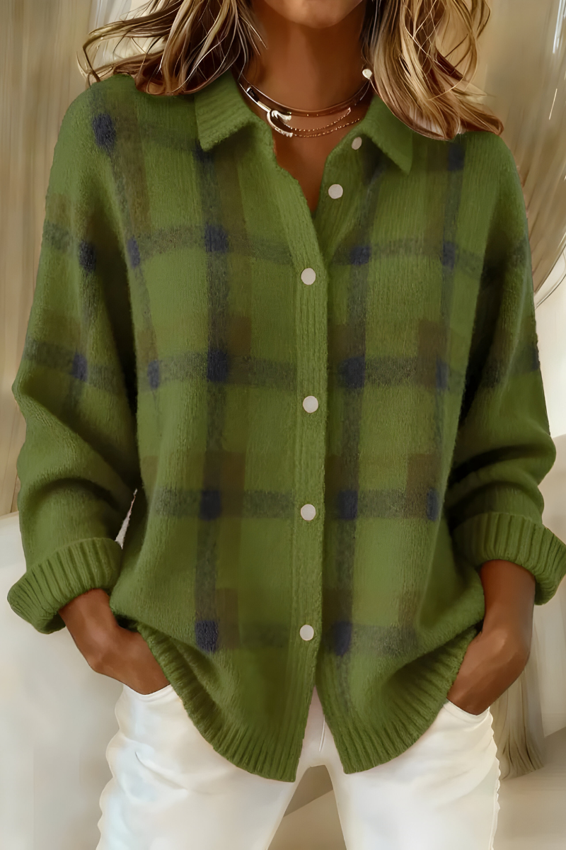 Theresa | Damen Strickjacke mit Karomuster