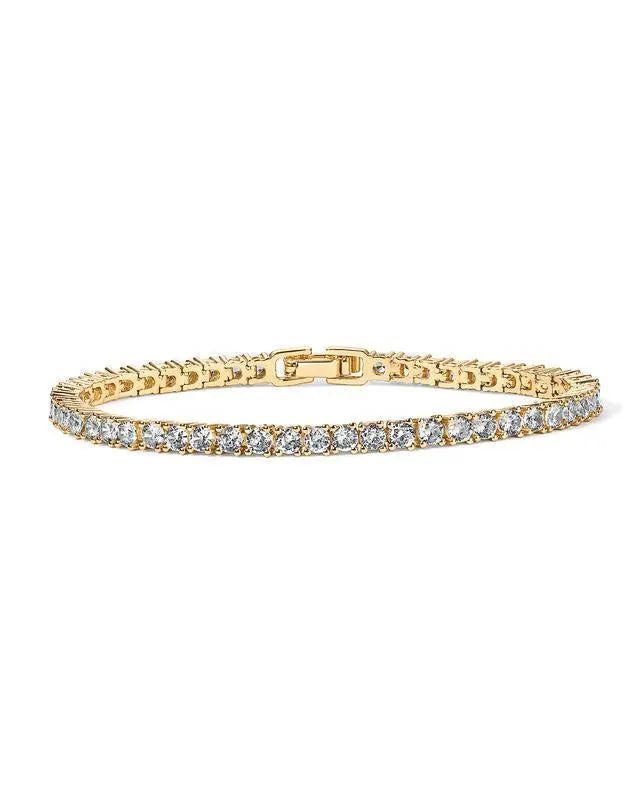 Goldenes Tennisarmband Verziert Mit Brillanten Kristallen
