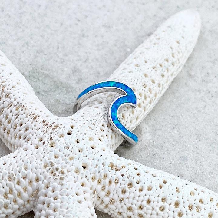 Silberblauer Opal Wellenring