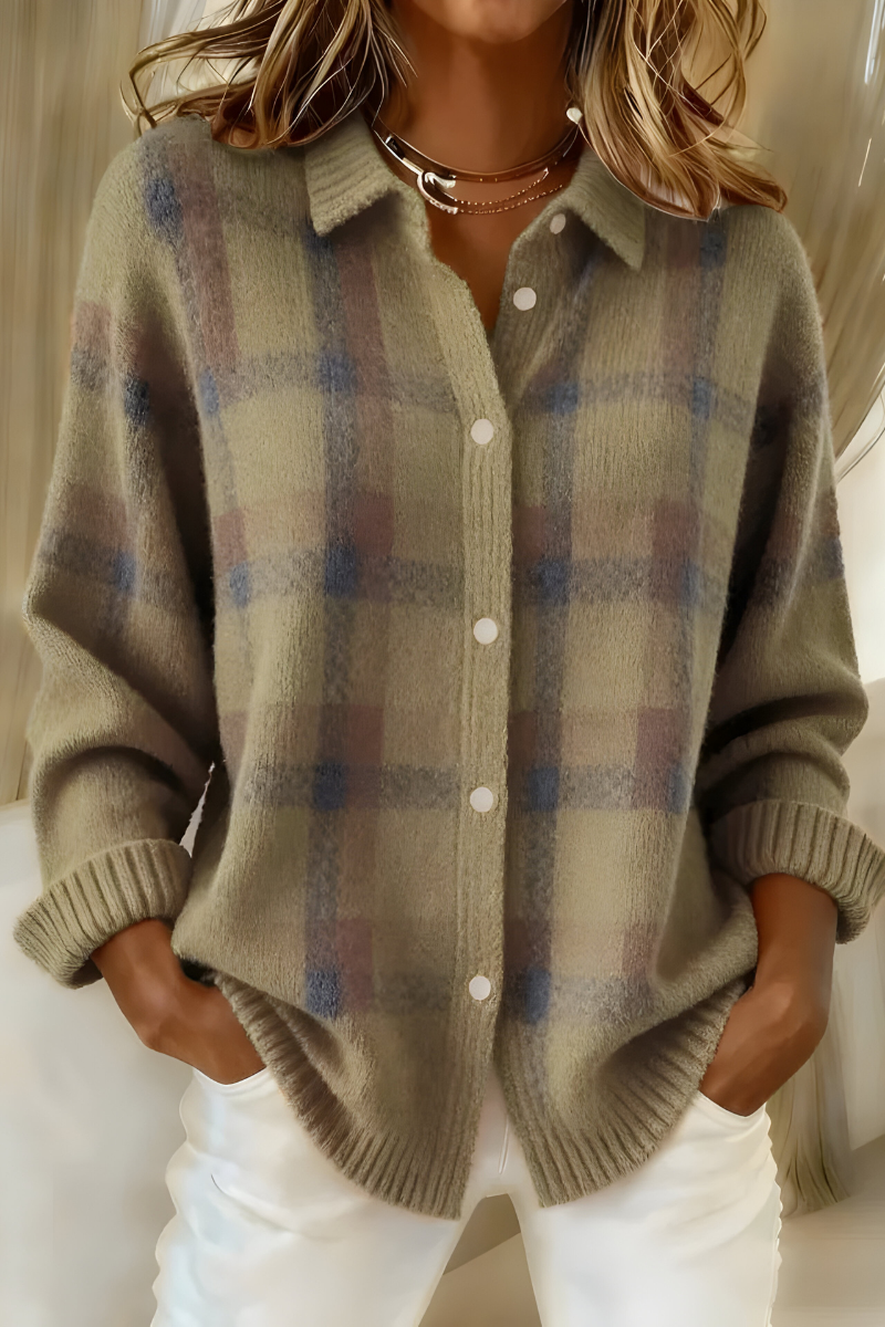 Theresa | Damen Strickjacke mit Karomuster
