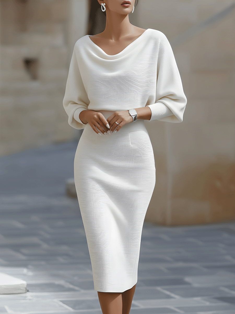 Lena | Midikleid Damen mit Fledermausärmeln