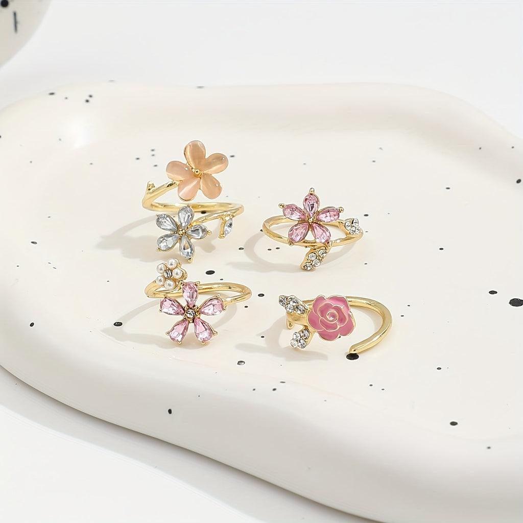 Legierter Strass Perlen Ring Set