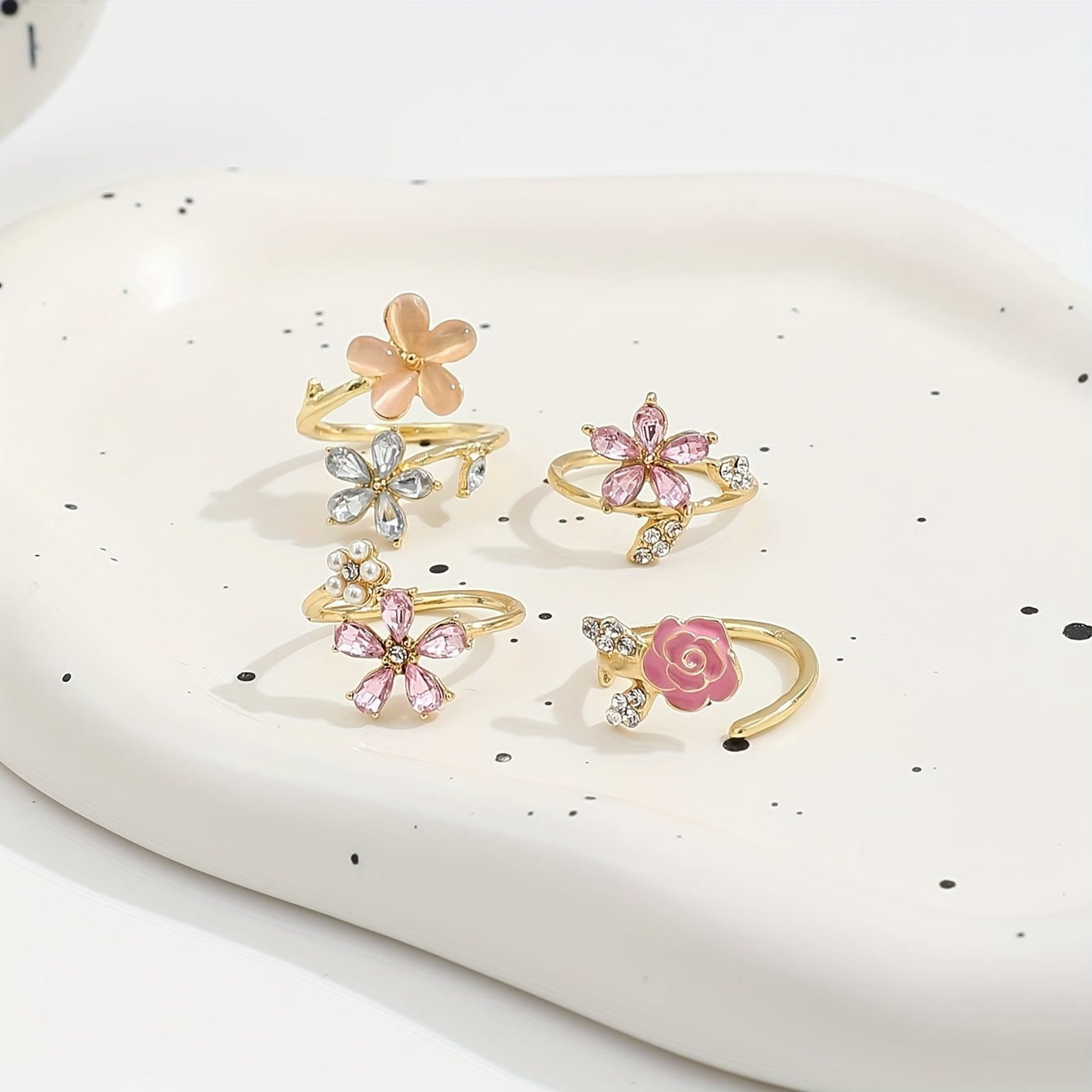 Legierter Strass Perlen Ring Set