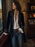 Samtjacke Damen mit Blumenstickerei