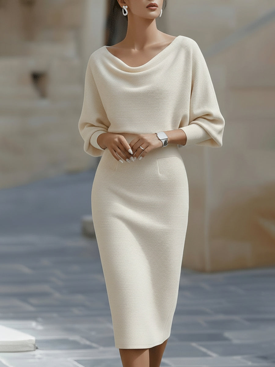 Lena | Midikleid Damen mit Fledermausärmeln