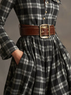 Herbst Maxikleid Damen mit Karomuster