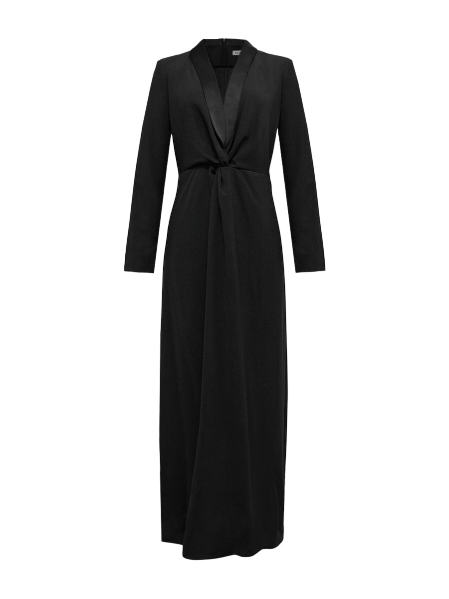 Herbst Maxikleid Damen mit tiefem V-Ausschnitt