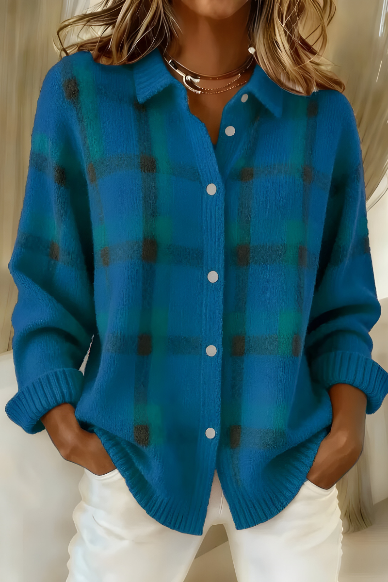 Theresa | Damen Strickjacke mit Karomuster