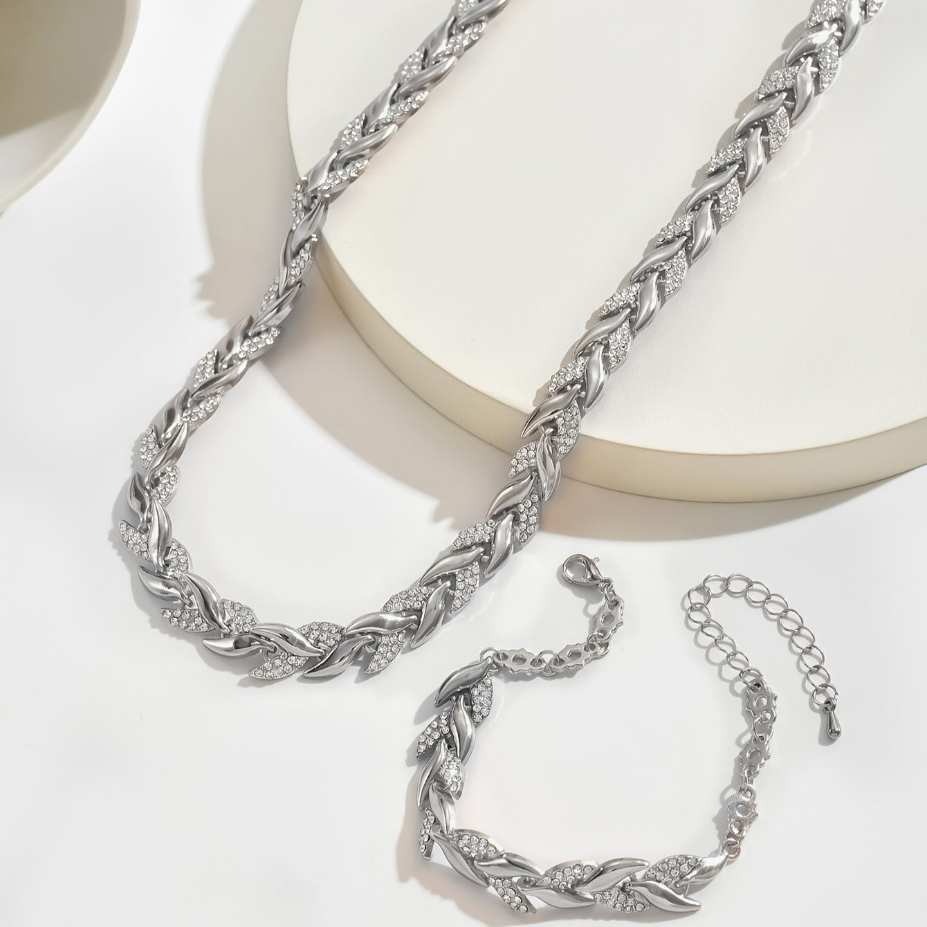 Elegantes Glas Strass Fischschwanz Set