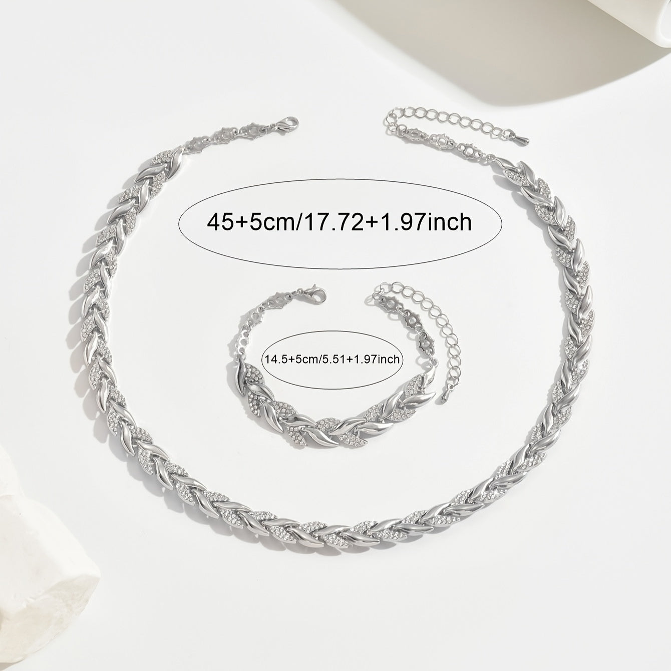 Elegantes Glas Strass Fischschwanz Set