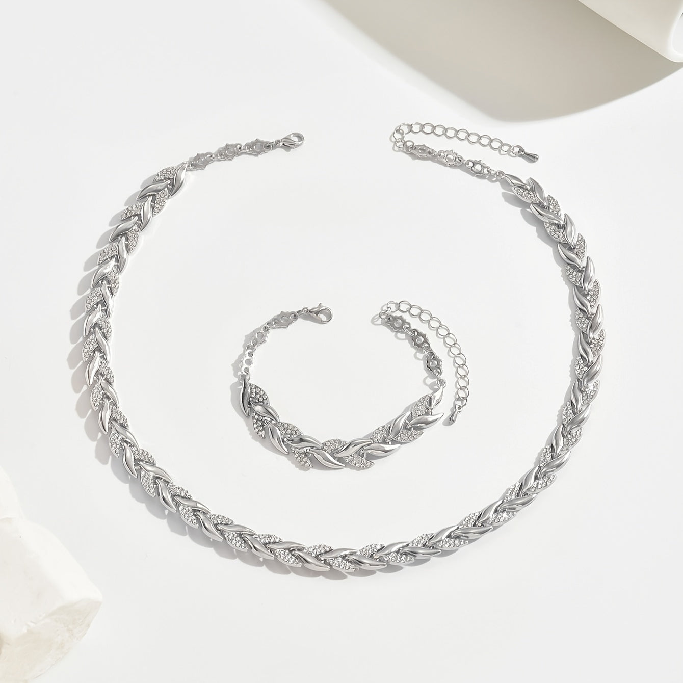 Elegantes Glas Strass Fischschwanz Set