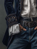 Samtjacke Damen mit Blumenstickerei