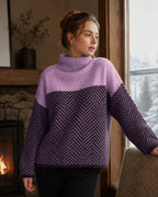 Lina | Rollkragenpullover Damen mit Chevron-Muster