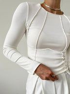 Langarmshirt Damen mit Paspelierung