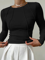 Langarmshirt Damen mit Paspelierung