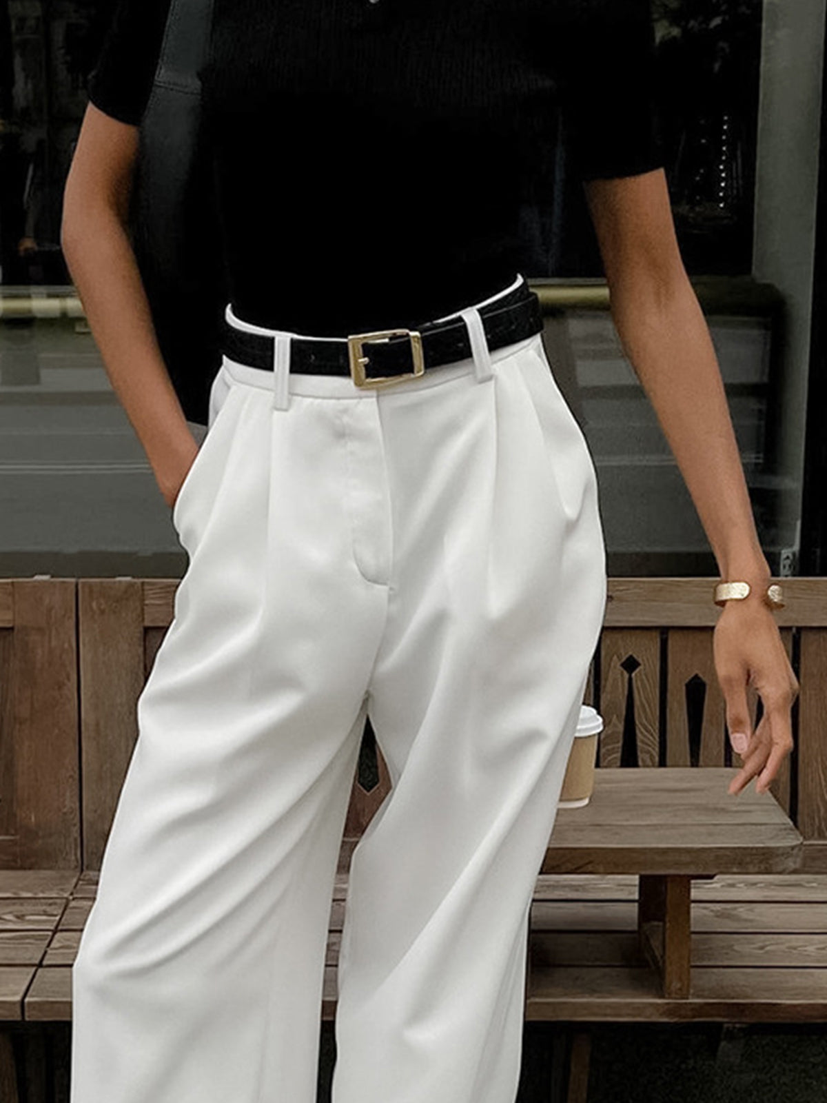 Weite Hose Damen mit hohem Bund
