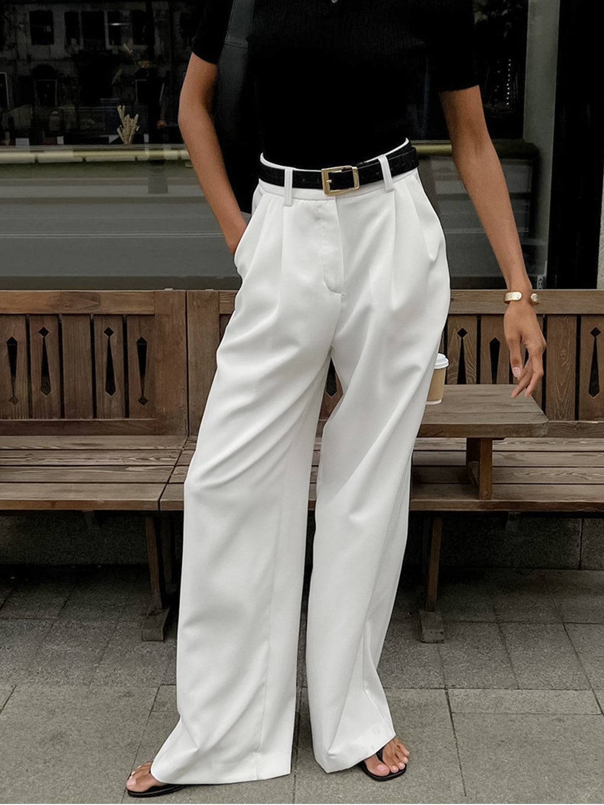 Weite Hose Damen mit hohem Bund
