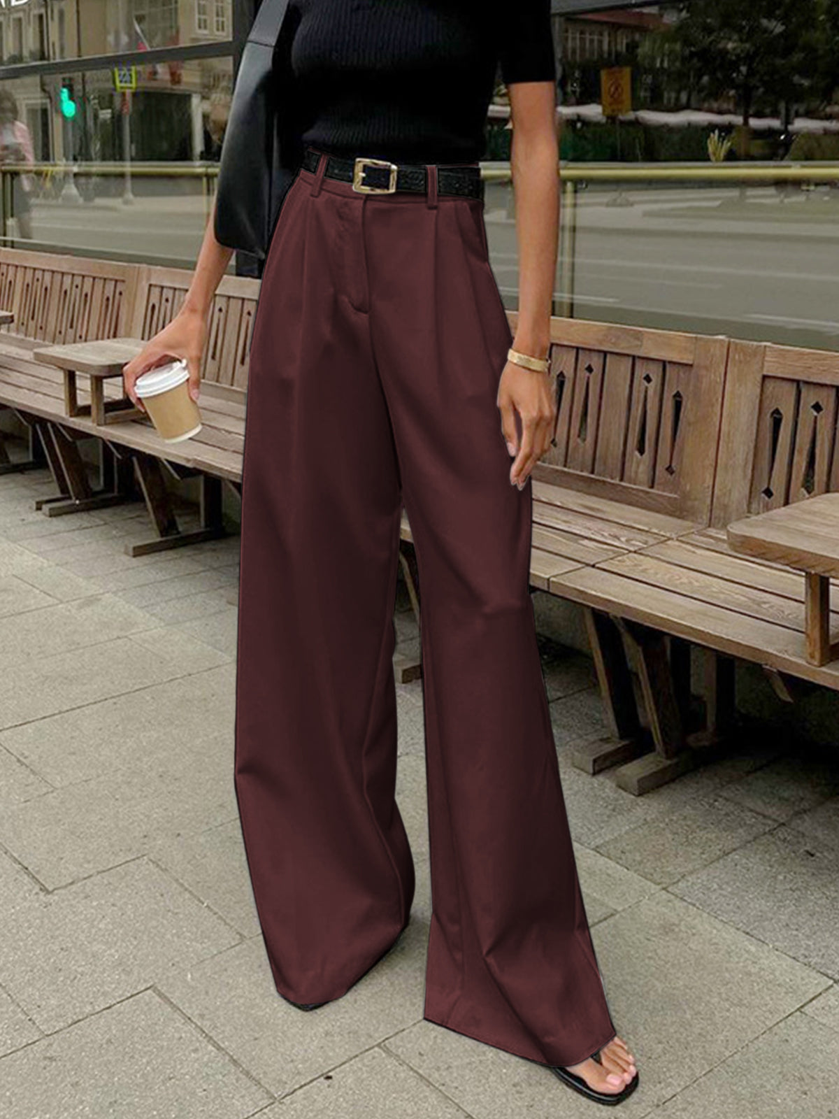 Weite Hose Damen mit hohem Bund