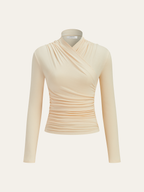 Weiches Langarmshirt Damen mit Wickelkragen