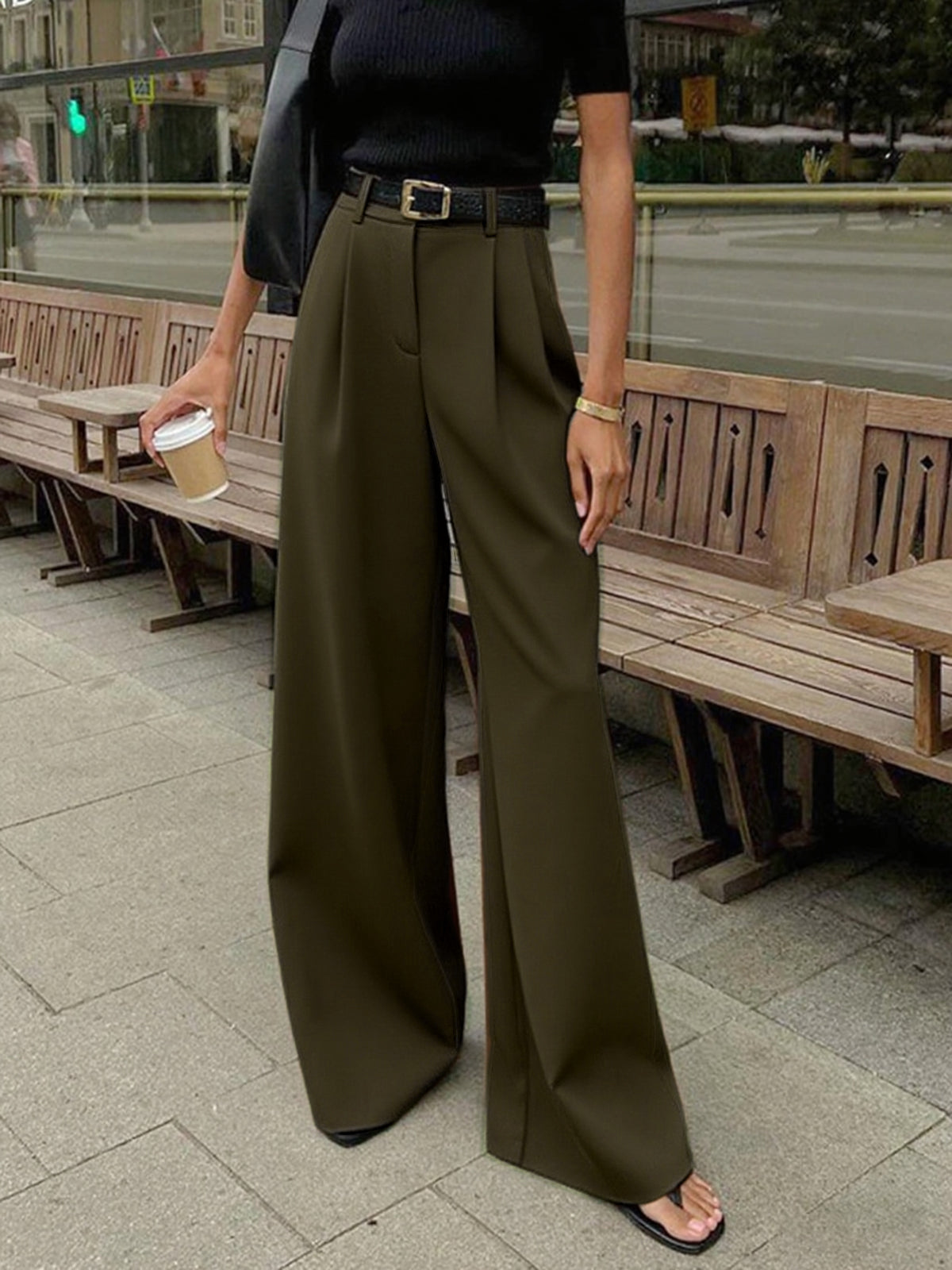 Weite Hose Damen mit hohem Bund
