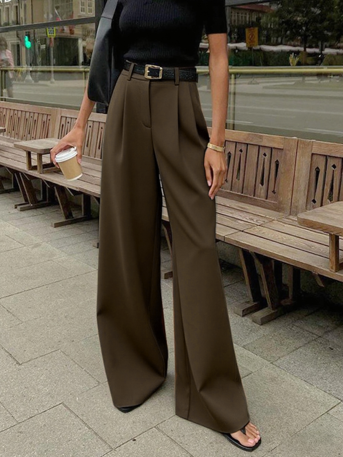 Weite Hose Damen mit hohem Bund