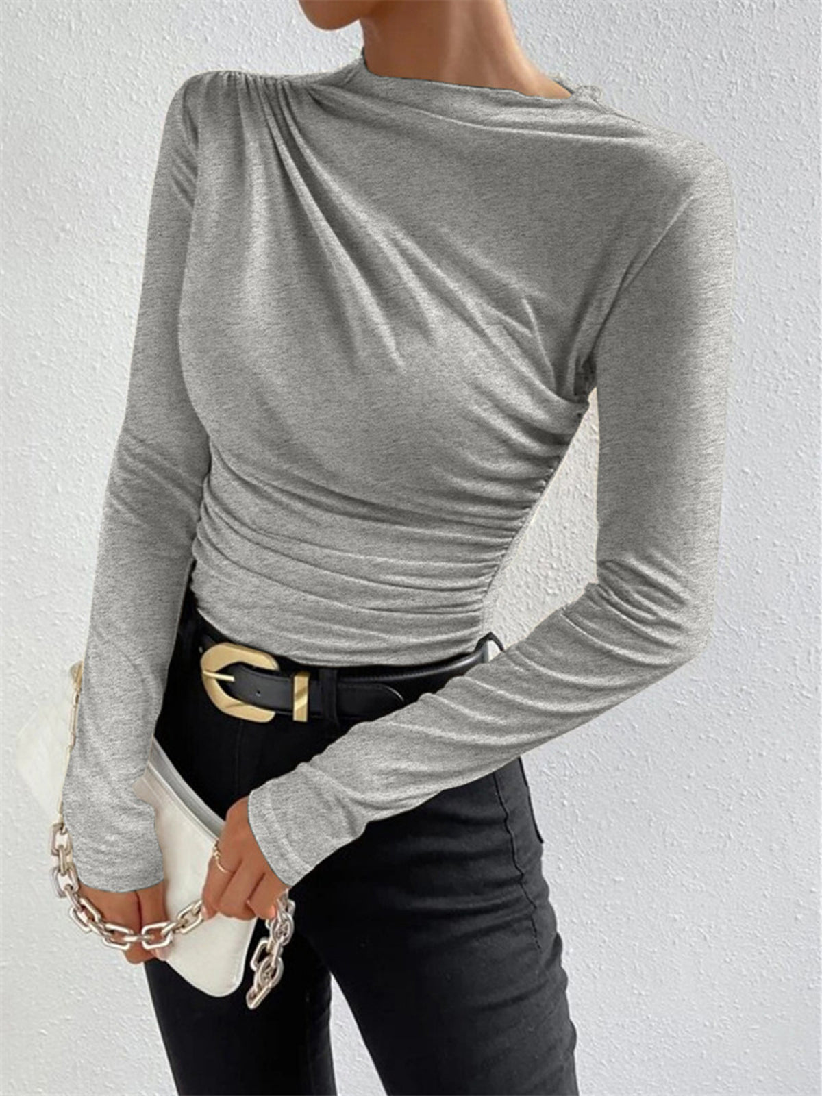 Weiches Langarmshirt Damen mit Stehkragen