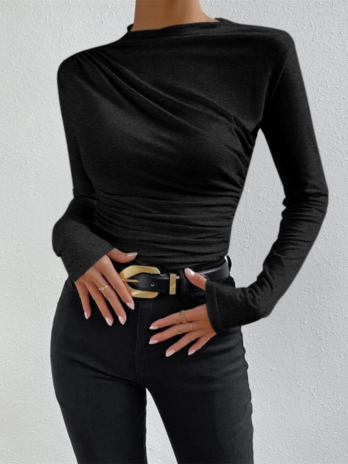 Weiches Langarmshirt Damen mit Stehkragen