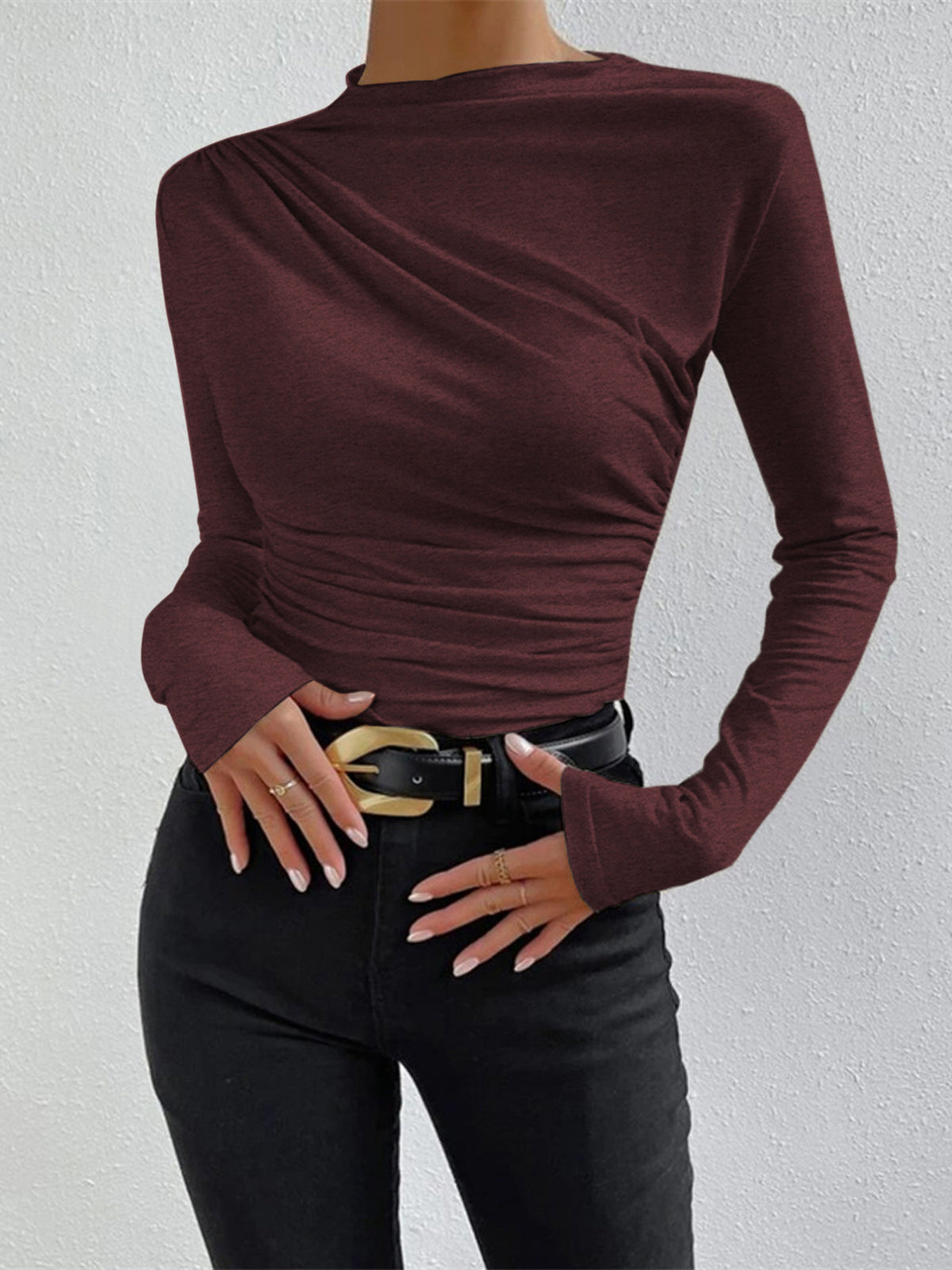 Weiches Langarmshirt Damen mit Stehkragen