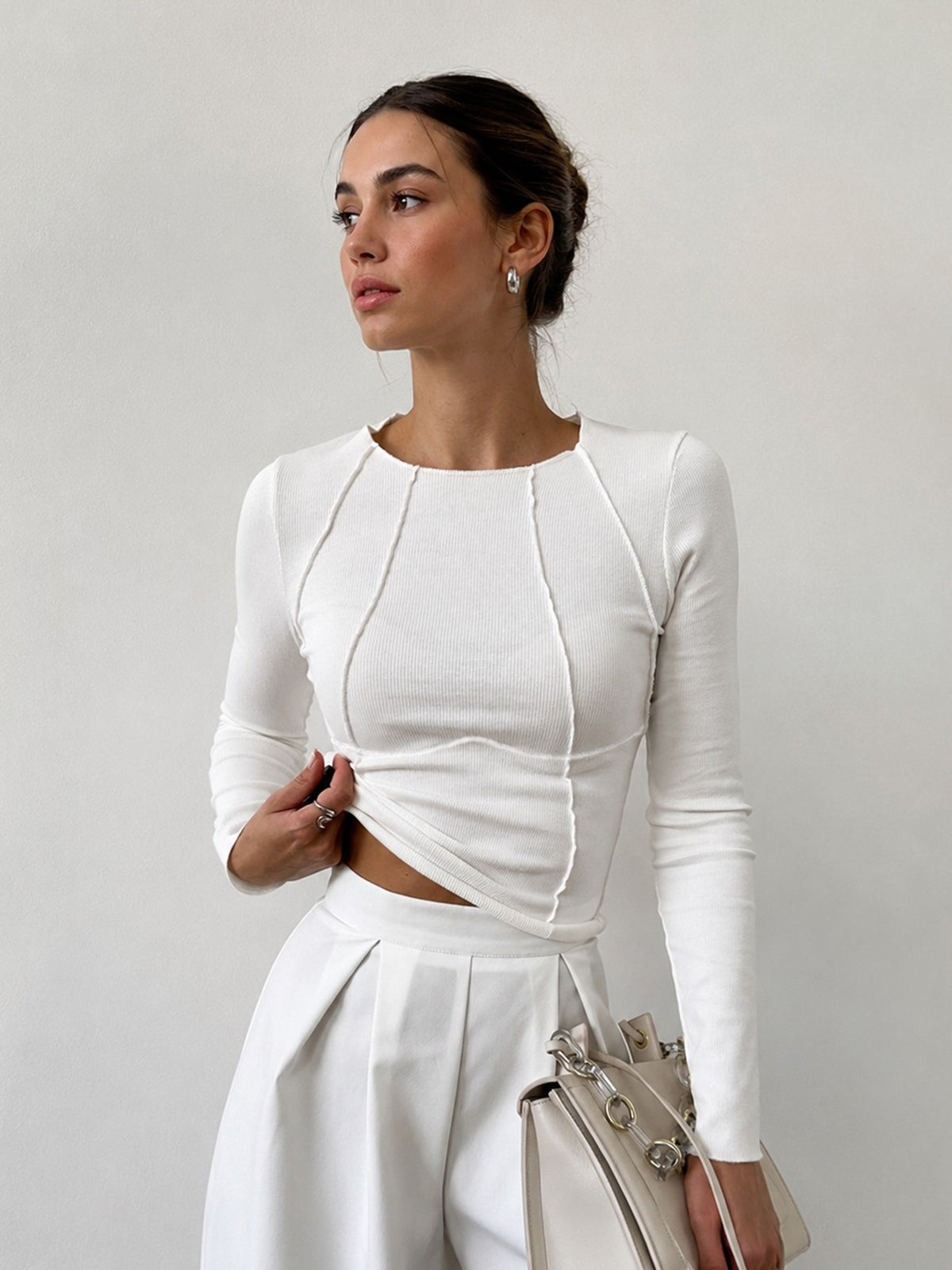 Langarmshirt Damen mit Paspelierung