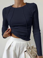 Langarmshirt Damen mit Paspelierung
