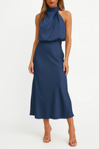 Benthe – Satin-Midikleid mit One-Shoulder-Ausschnitt