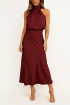 Benthe – Satin-Midikleid mit One-Shoulder-Ausschnitt