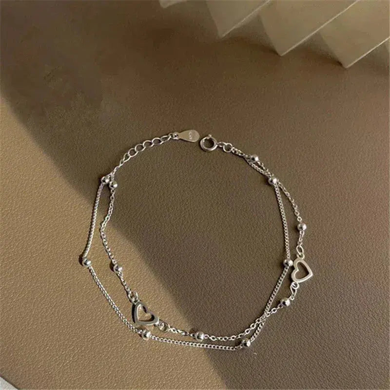 Silberarmband mit Herz und Individuell Anpassbarer Passform
